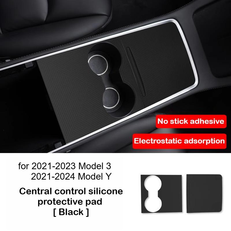 Tesla Center Console Silicone Wrap Kit for Model 3 Highland 2024-2025 & Model Y Juniper 2025 2026 & Model 3 (2021-2023) & Model Y (2021-2024) No Adhesive Electrostatic Adsorption Cover