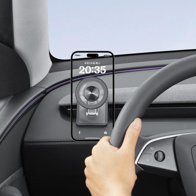 [ Dizon ] Magnetic Phone Mount for Tesla Model 3 (2021-2023) & Model Y (2021-2024) & Model 3 Highland 2024 2025 & Model Y Juniper 2025 2026, Strong Grip, 360° Adjustable, Dashboard Car Holder 2025, Compatible with iPhone MagSafe 17/16/15/14/13/12