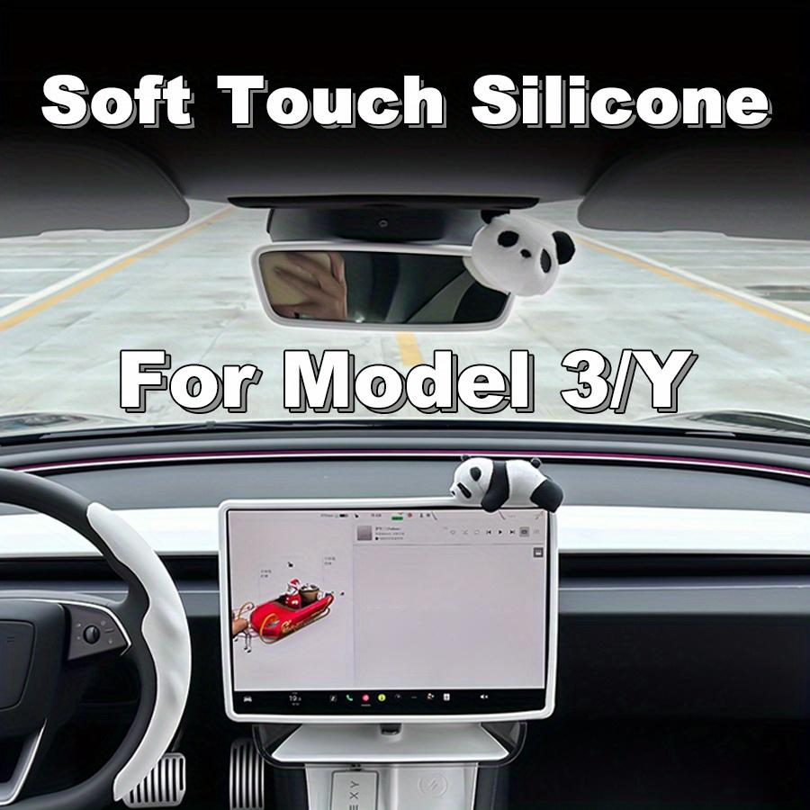 [ Panda Silicone Protector ] 2Pcs Soft Touch Frame for Tesla Model 3 & Model Y Screen & Rear View Mirror Panda Design