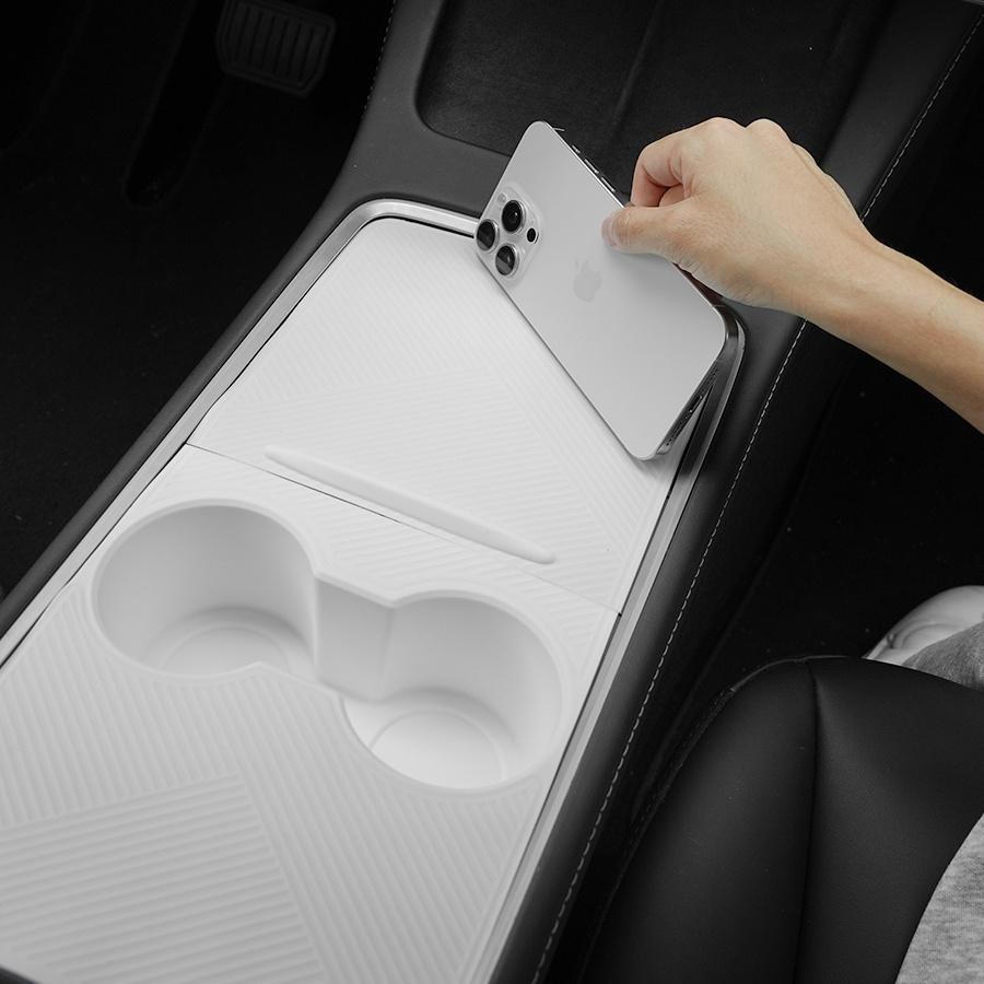 Tesla Center Console Silicone Wrap Kit for Model 3 Highland 2024-2025 & Model Y Juniper 2025 2026 & Model 3 (2021-2023) & Model Y (2021-2024) No Adhesive Electrostatic Adsorption Cover