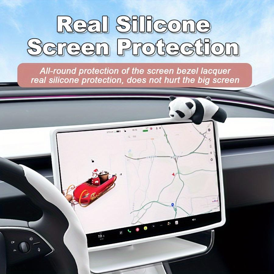 [ Panda Silicone Protector ] 2Pcs Soft Touch Frame for Tesla Model 3 & Model Y Screen & Rear View Mirror Panda Design