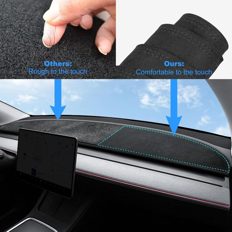 Tesla Model 3 Y Dashboard Cover Anti-Glare Suede Pad Sun Protection Mat for Model 3 2017-2023 & Model Y 2021-2024 Accessories