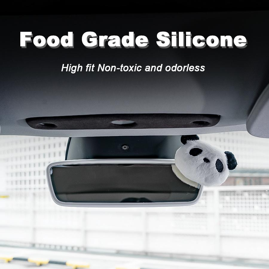 [ Panda Silicone Protector ] 2Pcs Soft Touch Frame for Tesla Model 3 & Model Y Screen & Rear View Mirror Panda Design
