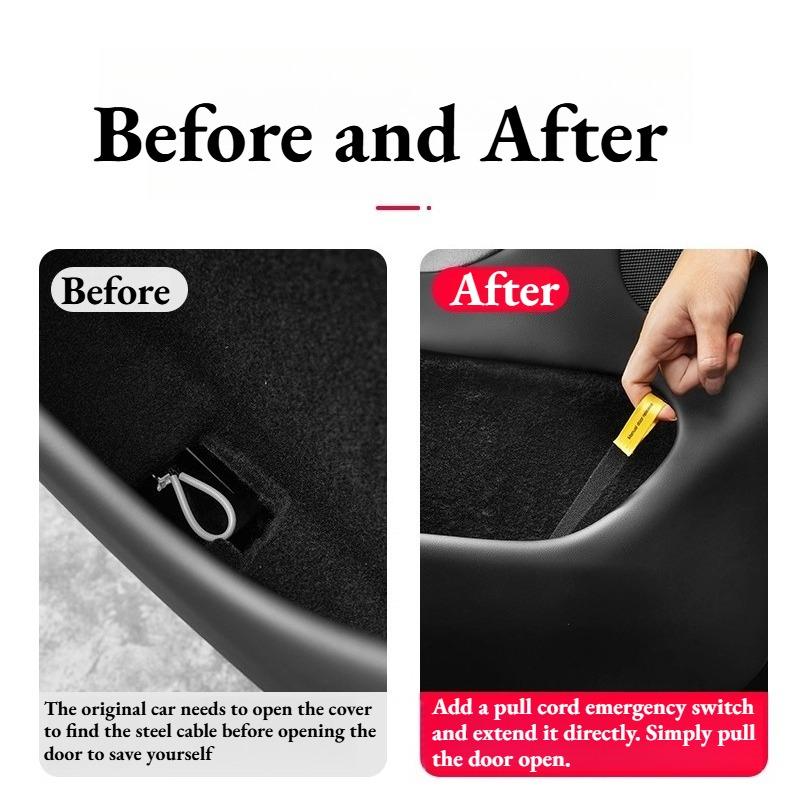 [ 2 Pcs Set ] for Tesla Model 3 & Model Y Rear Emergency Handle Door Mechanical Switch Emergency Pull Rope