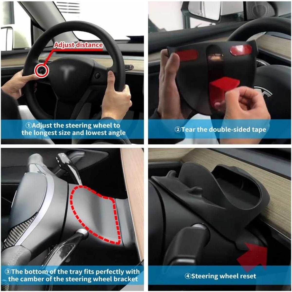 Accessories for Tesla Model 3 (2021-2023) & Model Y (2021-2024) & Model 3 Highland 2024 2025 & Model Y Juniper 2025 2026 Instrument Panel (Driver Side) Silicone Storage Tray with Phone Holder and Key Chains Box - Anti-Slip