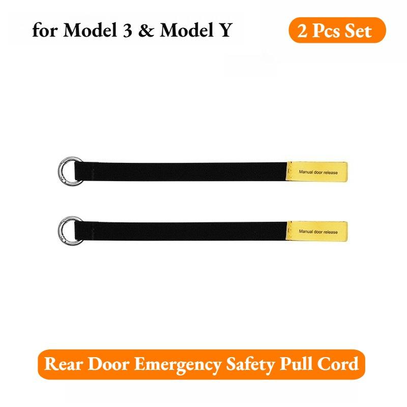 [ 2 Pcs Set ] for Tesla Model 3 & Model Y Rear Emergency Handle Door Mechanical Switch Emergency Pull Rope