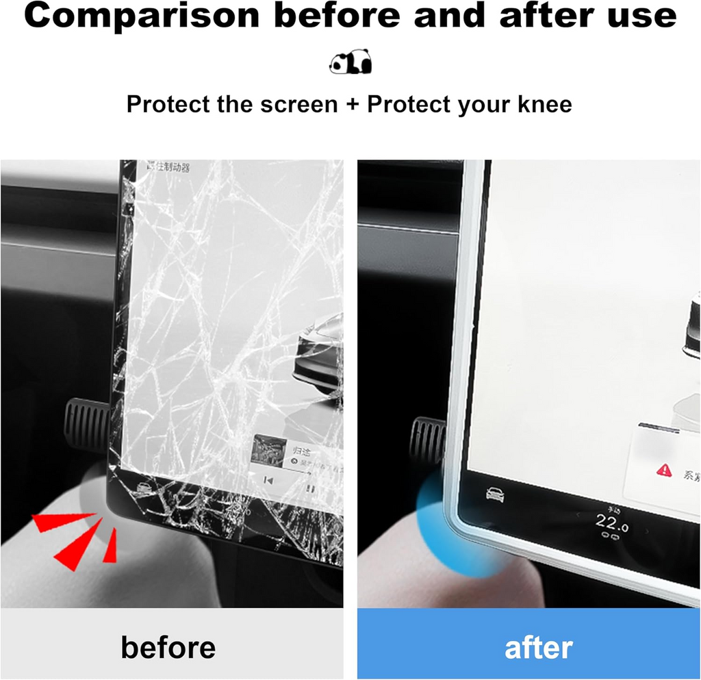 [ Panda Silicone Protector ] 2Pcs Soft Touch Frame for Tesla Model 3 & Model Y Screen & Rear View Mirror Panda Design