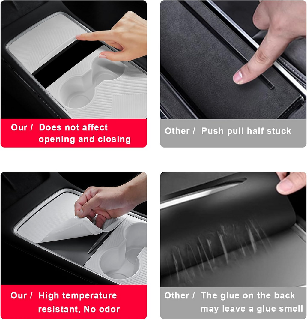 [ Glue-Free Instalation ] 1 Set Center Console Silicone Wrap Kit with Car Cup Holder for Tesla Model 3 2021-2023 / Model Y 2021-2024 Car Storage Organizers Car Storage Bag
