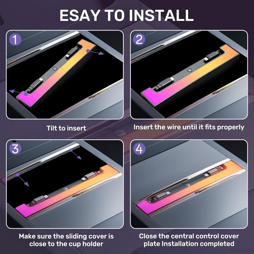 [ Fourth Generation ] Type-C 60W & PD 27W,Double 35in Telescopic USB Hub for Tesla Model Y Juniper 2025 2026 Model 3 Highland 2024 2025 with RGB Ambient Light, 120W Dual Type-C Fast Charger Multi Ports Docking Station Retractable Cable fit Center Console